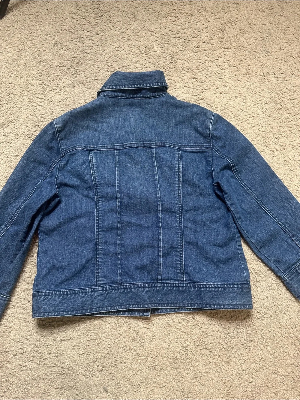 Chico’s PLATINUM  DENIM Dark Blue Denim Jacket SIZE 0